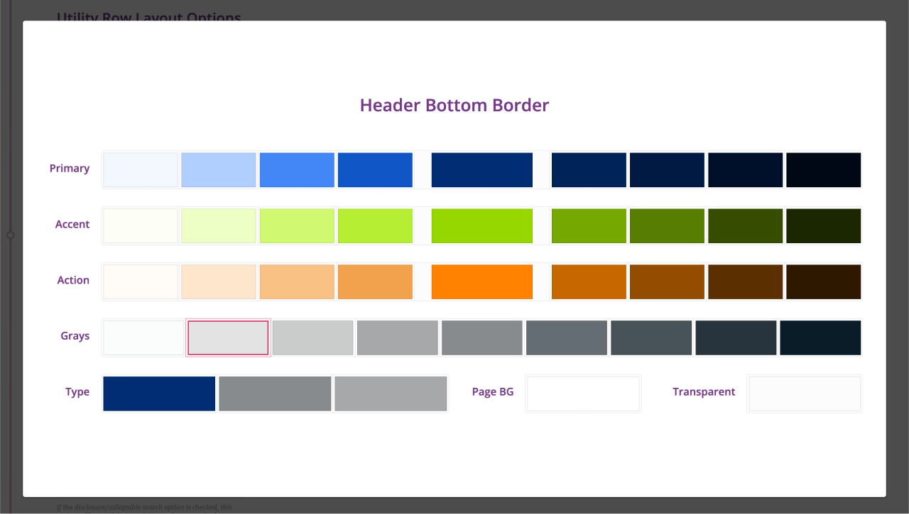 A screenshot of the builder interface, showing a focused color picker